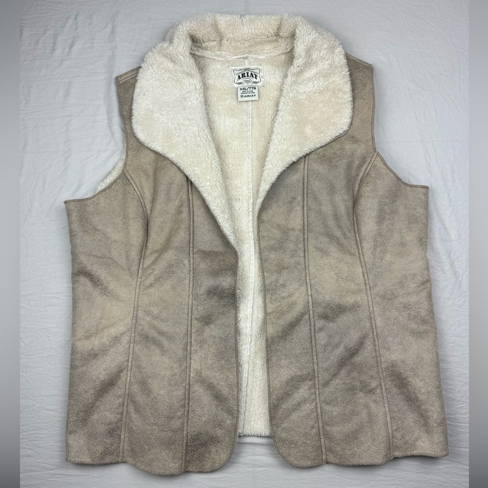 Ariat Women's Beige open front Shearling Vest XXL